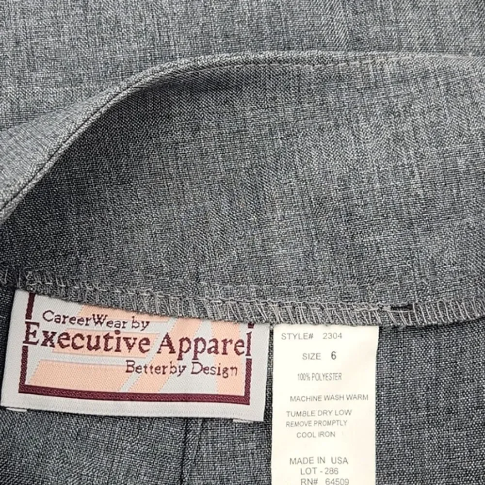 Executive Apparel Career Wear Skirt Size 6 Grey UltraLux Tailored Front 2304